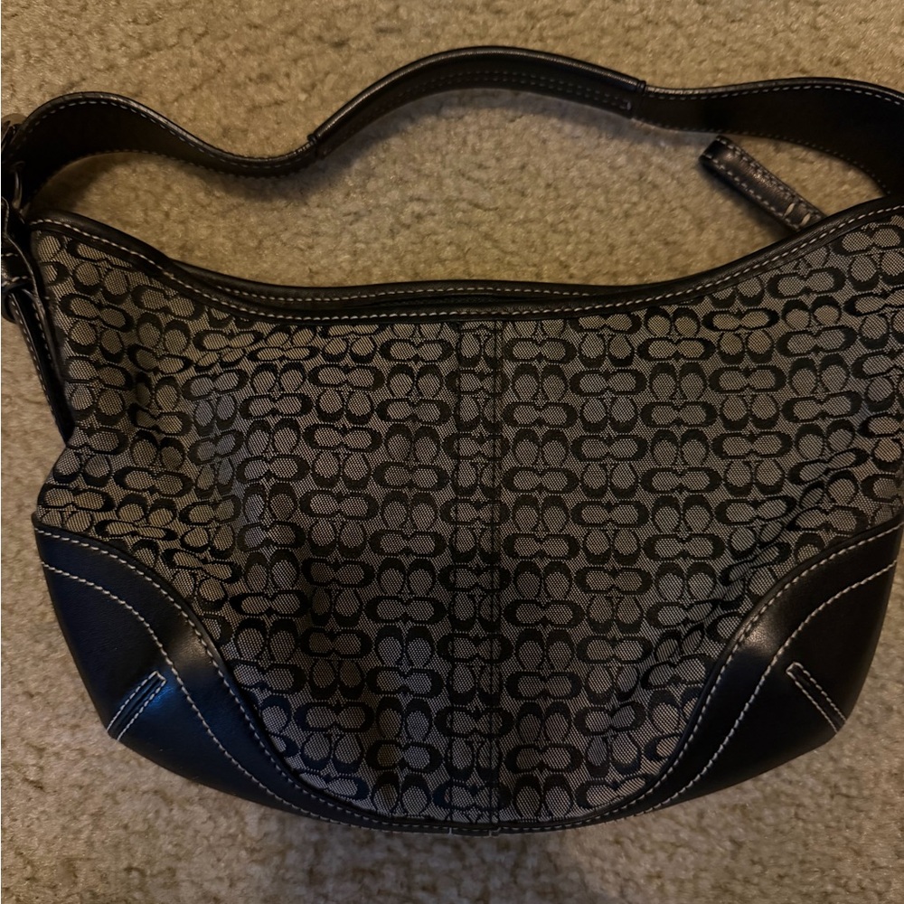 Coach Signature Black and Gray Shoulder Bag